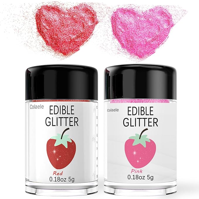 Red Pink Edible Glitter Glimmer Powder by Enjoyyourcolorfullife