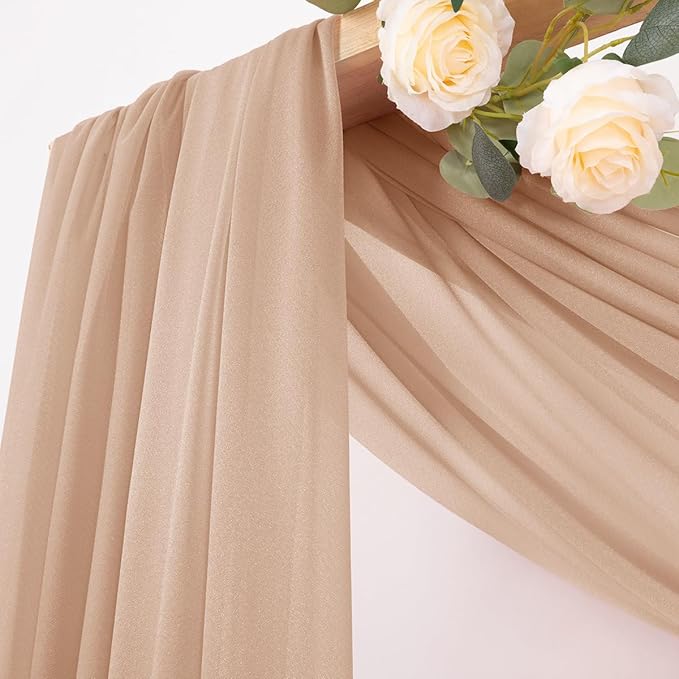 MLMC Nude Wedding Arch Draping Fabric 1 Panel 29" x 20 FT Extra Long Gauze - Image 2