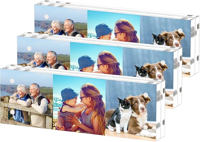 HELPLEX 3 Pack 2x6 Acrylic Picture Frames, 20mm Thicker Frameless Clear Double by HELPLEX