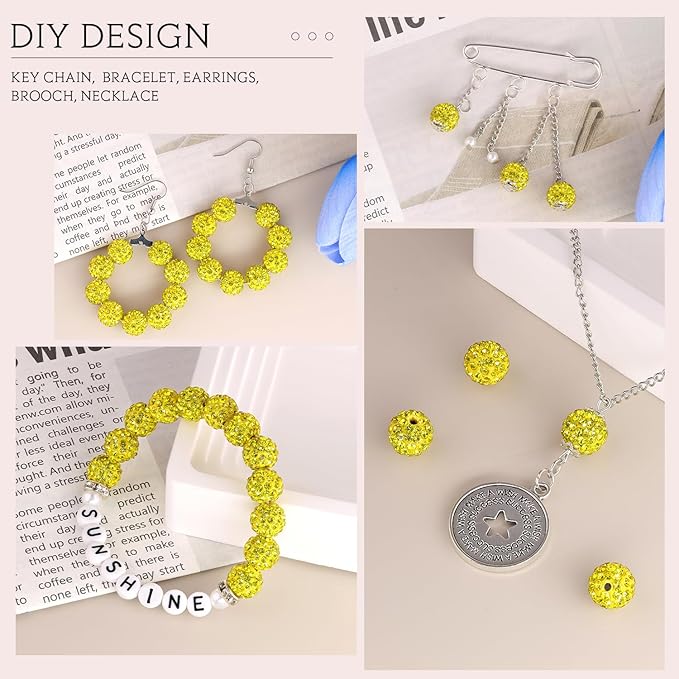 200pcs 10mm Citrine Rhinestone Beads - Image 5