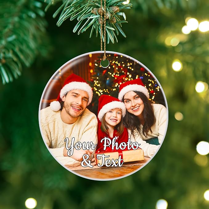 Personalized Christmas Ornaments 2025, Custom Photo Text Hanging Ornament - Image 2
