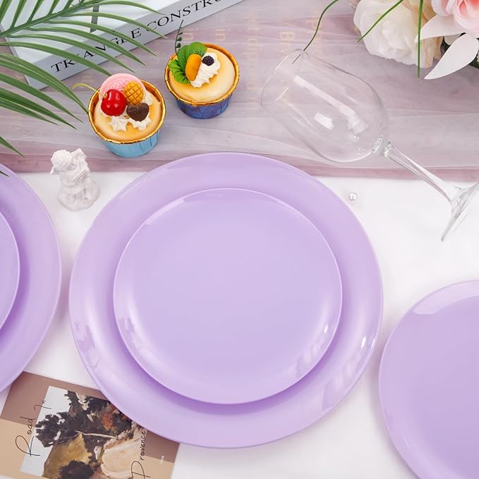 KIRE 60PCS Purple Plastic Plates Disposable - Image 8