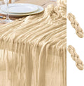 Asee'm 2pcs Cheesecloth Table Runner 120 Inches Long Sand Boho Gauze Cheese by Aseem