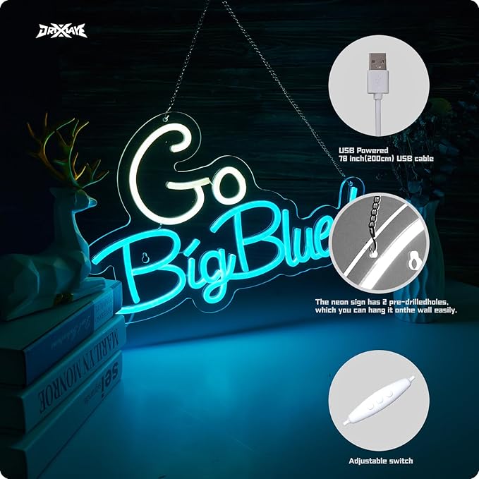 Go big blue neon sign University Slogan neon sign - Image 3