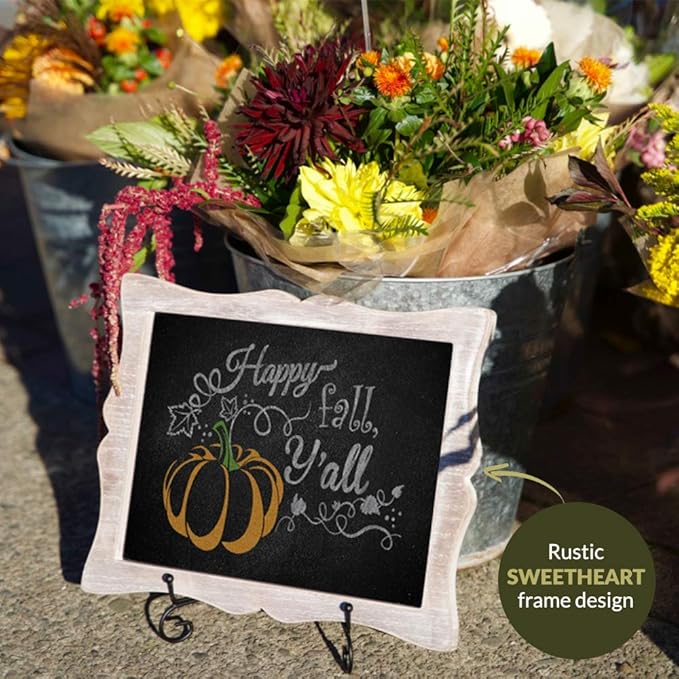 Small Chalkboard Sign with Easel + White Liquid Chalk Marker | Hanging or - Image 6
