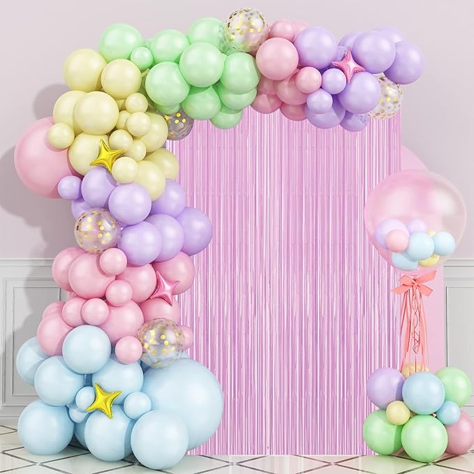 2 Pack Pastel Purple Foil Fringe Backdrop Curtains, Tinsel Streamers Birthday - Image 5