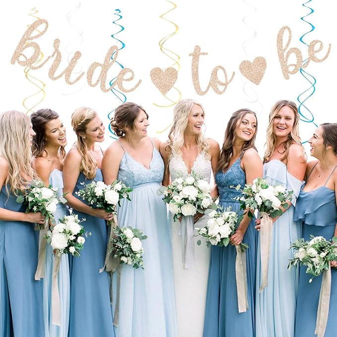 Beige-Champagne-Blue Boho Bachelorette Party-Decorations - Image 6