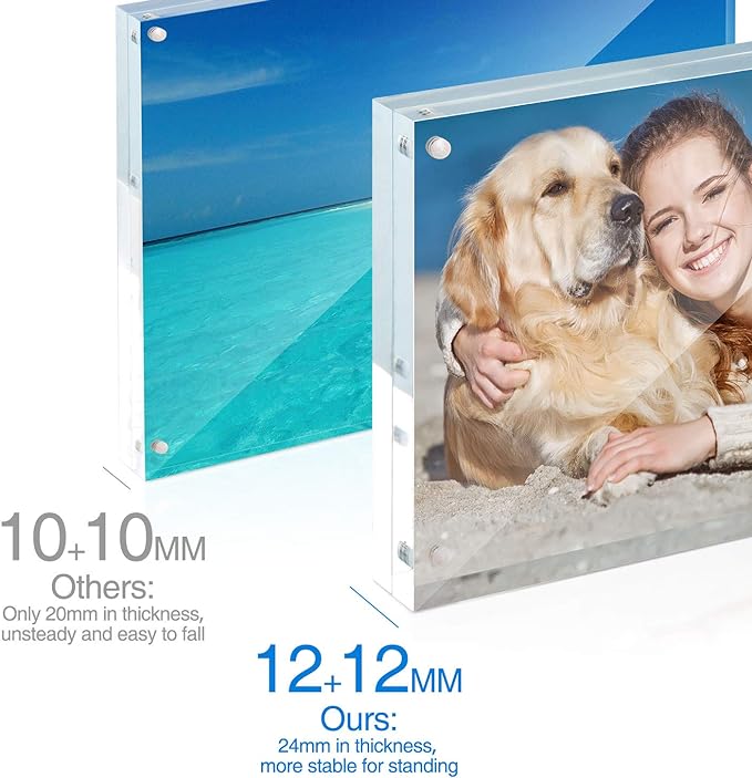 TWING 5 x 7 Inch 5 Pack Acrylic Photo Frame Horizontal Magnet Double Sided - Image 4