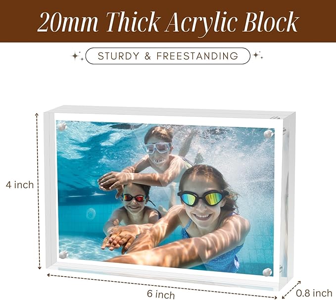 CATIFLIN 4x6 Magnetic Acrylic Frames 2 Pack, Double Sided Clear Frameless - Image 5