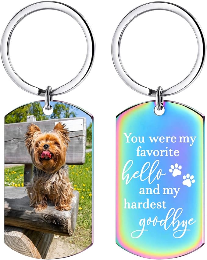 Funnylife Personalized Dog Memorial Photo Keychain Stainless Steel Custom Pet by Funnylife