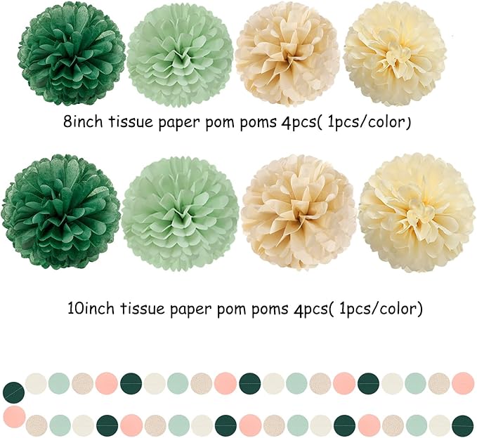 Olive-Sage Green Champagne-Gold Party Decorations - Image 3