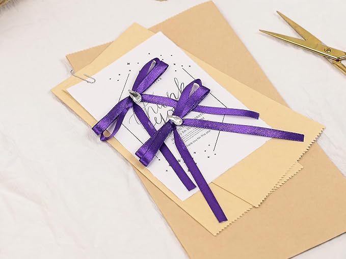 Purple Satin Ribbon 1/4 inch X Continuous 25 Yards, Single Face Polyester - Image 7