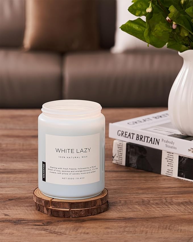 M&SENSE Spring Scented Candle, Jasmine Clean Cotton Soy Wax Large 19.4oz 110 - Image 5