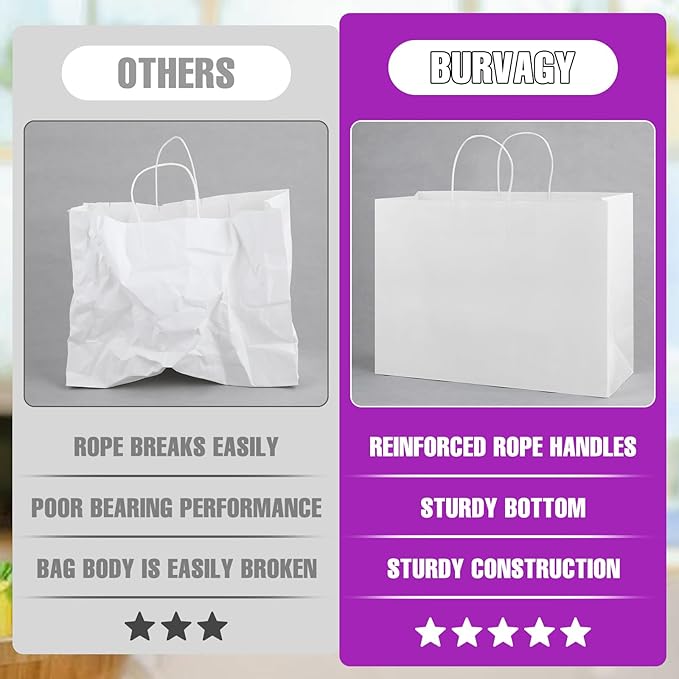 BURVAGY 16x6x12 Inch 100 Pcs Kraft Paper Bags - Image 7