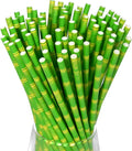 GLUJASBIO 7.75" Green Disposable Paper Straws by GLUJASBIO