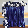 Navy Blue Sequin Backdrop Curtain 8FTx8FT Sequin Backdrop Curtains Glitter by HMQIANG