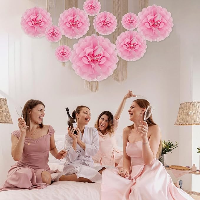 Tissue Paper Pom Poms, Hanging Flower Balls - Image 4