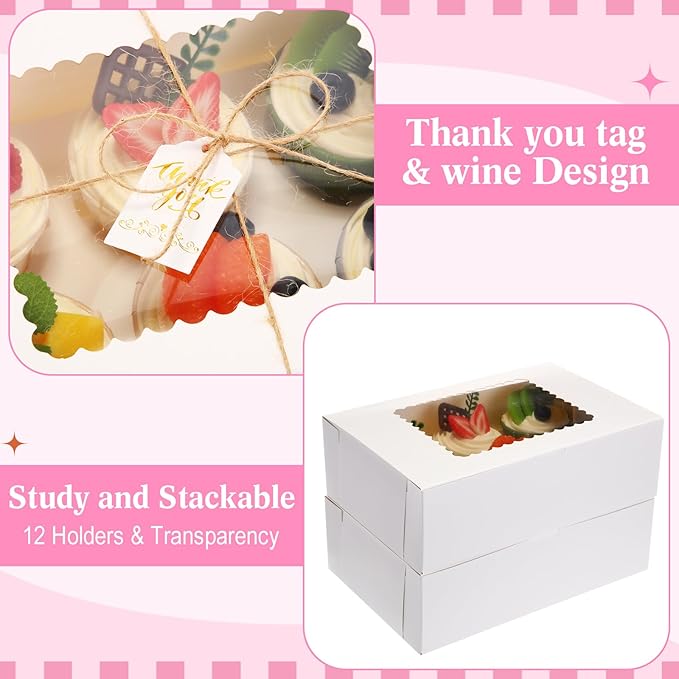 36 Pack Cupcake Boxes Hold 6 Count Disposable Cupcake Containers - Image 5