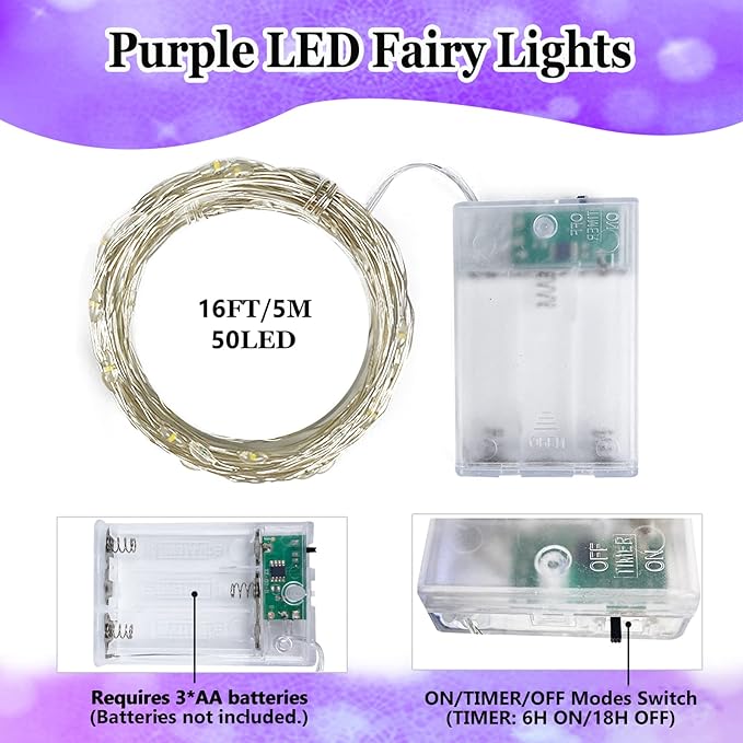 4-Pack 50 LED Fairy Lights Battery Operated - Image 6