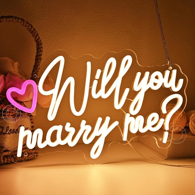 SYLHOME Will You Marry Me ? Led Neon Light Sign Heart Wedding Proposal Bedroom - Image 7