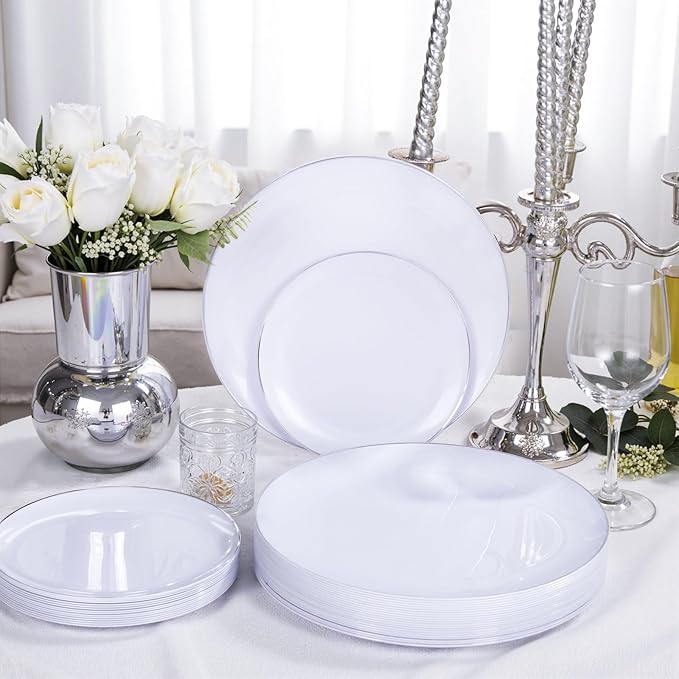 KIRE 200PCS Silver Plastic Plates - Image 5