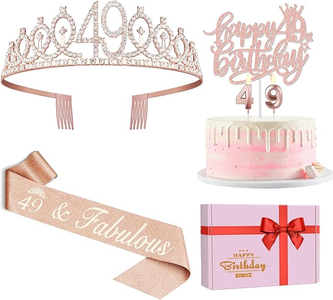 49 Birthday Decorations for Women Including Birthday Sash and Tiara, Cake by JueslyBirthdayParty