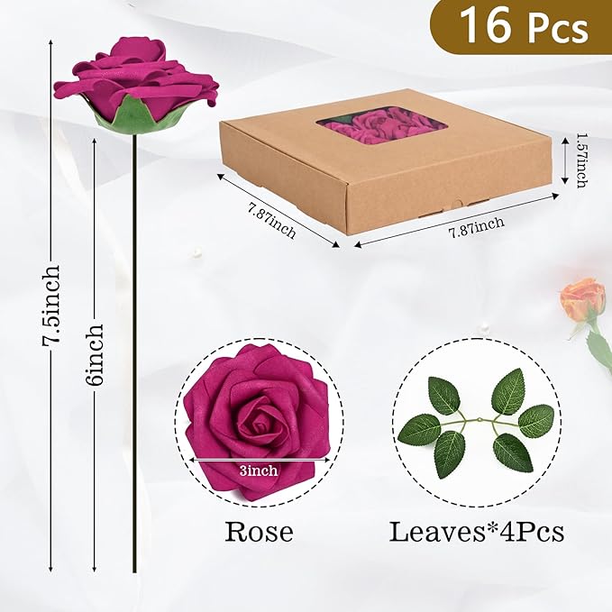 BLEUM CADE 16Pcs Artificial Flowers Fake Roses - Image 3