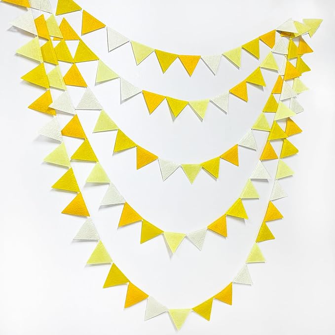 Yellow Party Decorations Ombre Yellow Felt Hanging Triangle Mini Bunting by pinkblume