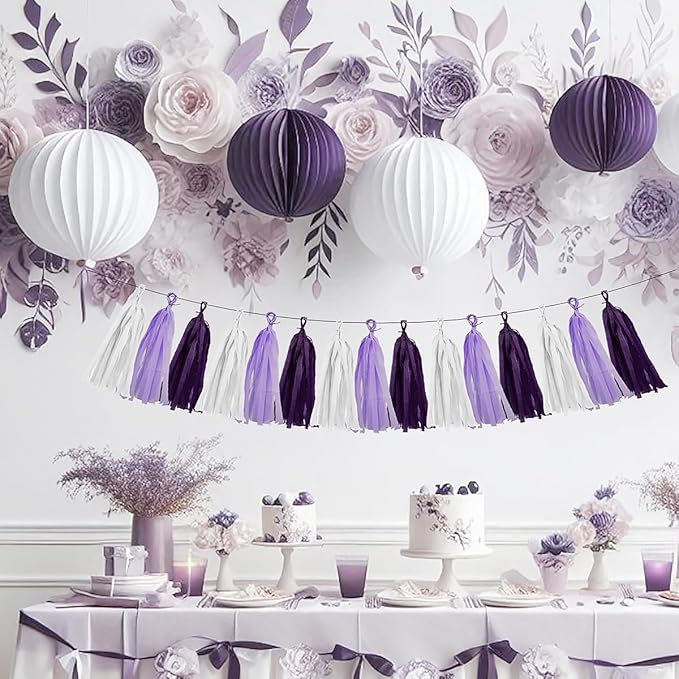 White Purple Party Decorations - Image 4