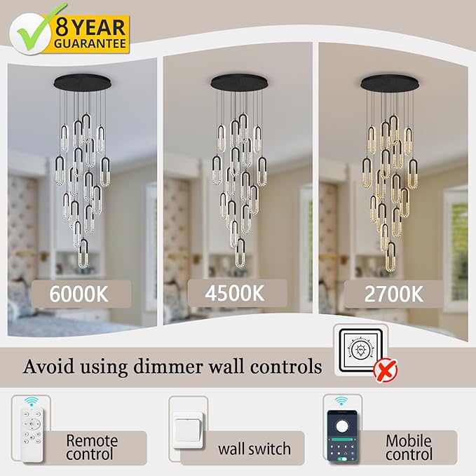 Large Staircase Crystal Chandeliers 16-Light Modern foyers Entrance 150" Long - Image 4