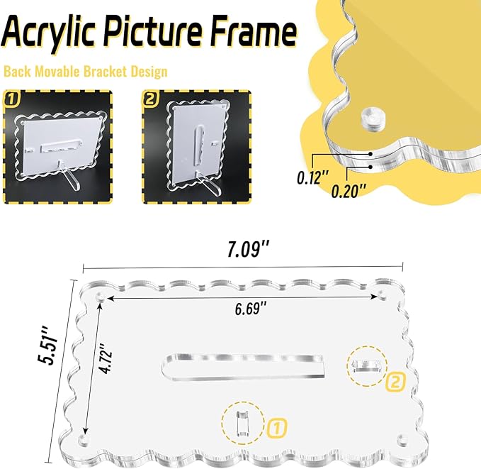 3 Pack Acrylic Picture Frames 4x6 Scalloped - Image 2