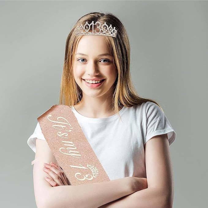 13th Birthday Decorations for Girls, Including Sash, Crown/Tiara, Candles and - Image 2