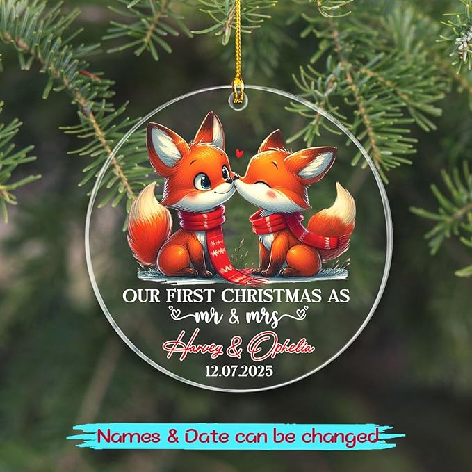 Personalized Our First Christmas As Mr & Mrs Ornament, Custom Date/Name Mr & - Image 2