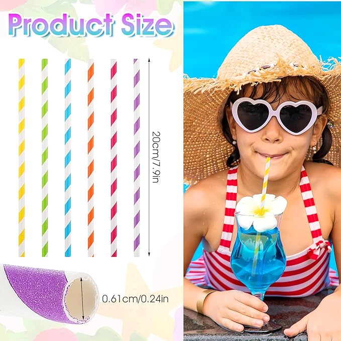 Striped Paper Drinking Straws，Sturdy & Non-Soggy，Food-Safe Ink, and - Image 2