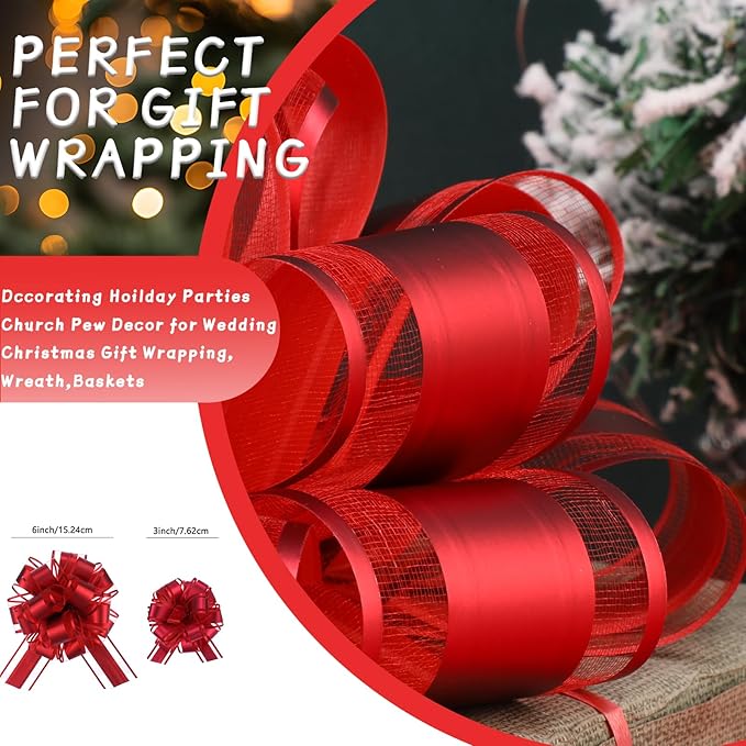 40 Pieces 6 Inches and 3 Inches Pull Bow Wrapping Pull Bow Ribbon Pull Bows - Image 2
