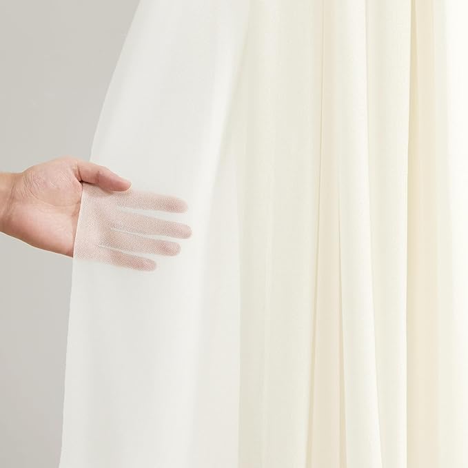 30" x 20Ft Wedding Arch Draping Fabric, 1 Panel Ivory Sheer Curtain Drapes - Image 3