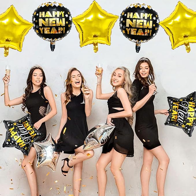 Happy New Years Balloons Set, Large Happy New Year Foil Balloons, New Year - Image 4