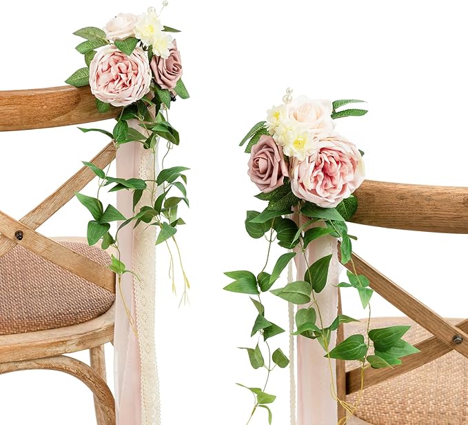 Ling's moment 8pcs Wedding Artificial Aisle Pew Flowers Chair Decorations by LingsMoment