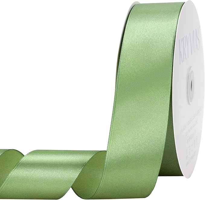 Sage Green Satin Ribbon 1-1/2 inch X Continuous 100 Yards, Single Face by Kryvusribbon