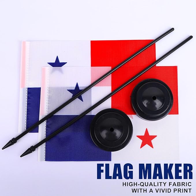 Panama Desk Flag 12" Solid Pole Deluxe Set Panamanian Flags Banner Mini Small - Image 5