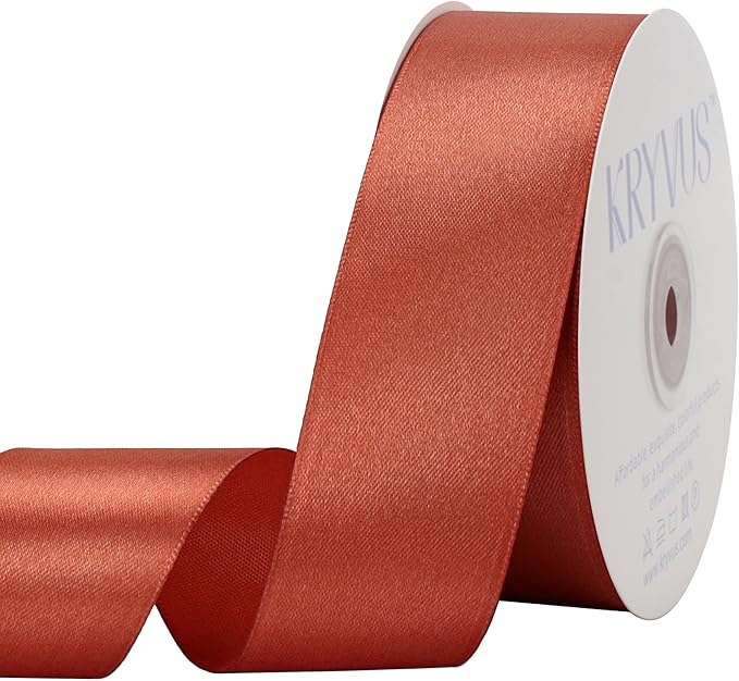 Copper Satin Ribbon 1-1/2 inch X Continuous 50 Yards, Single Face Polyester by Kryvusribbon