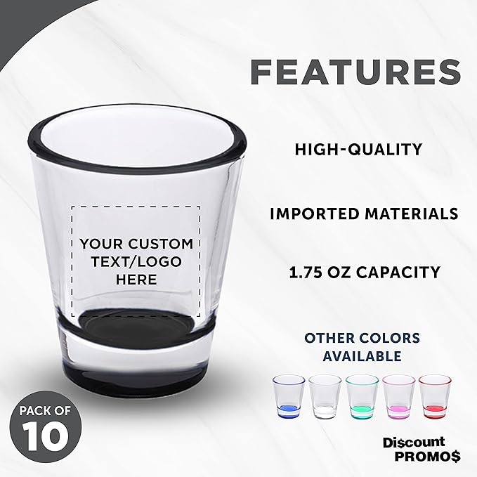 Custom Shot Glasses 1.75 oz. Set of 10, Personalized Bulk Pack - Image 2