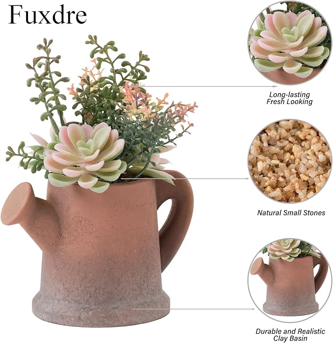 2-Pack Artificial Succulent Plants in Vintage Pots - Image 3