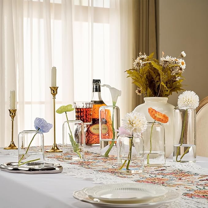 Glass Bud Vases Set of 6 Clear Flower Vase - Image 3