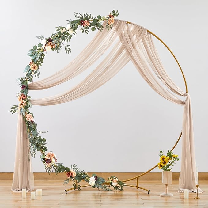 Wedding Arch Draping Fabric, 2 Panels 28" x 19Ft Deep Champagne Wedding Arch - Image 8