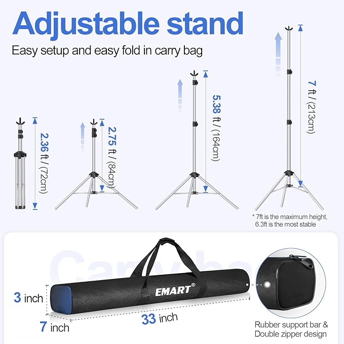 EMART Backdrop Stand 10x7ft Photo Studio Adjustable Background Stand Support kit - Image 4