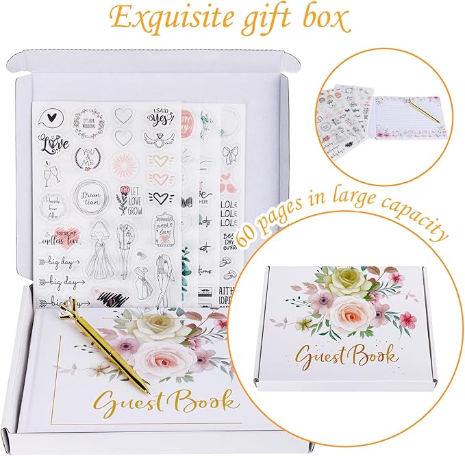 Wedding Guest Book, 9x7''120 Page/60 Sheets Hardcover Personalized Wedding - Image 3