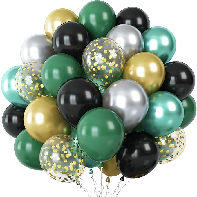 Dark Green Gold and Black balloons, Jungle Safari Animal Theme Birthday by Togvu