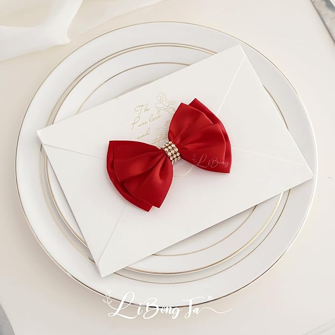 Red Bows 4'' Premade Satin Ribbon Bow, Wrapping Bows - Image 8