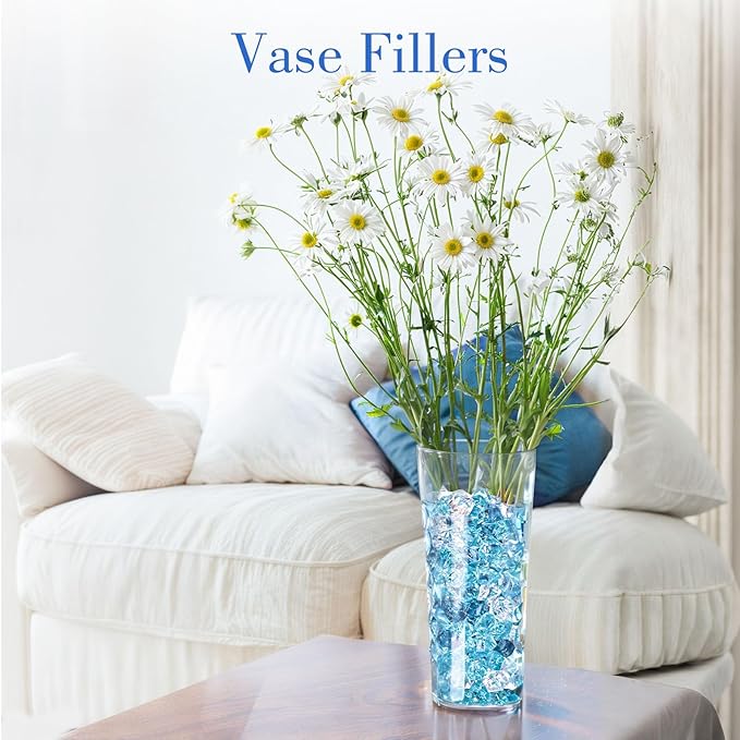 DomeStar 1050PCS Mixed Blue Fake Ice, Fake Diamonds, Vase Fillers Clear Rocks - Image 2